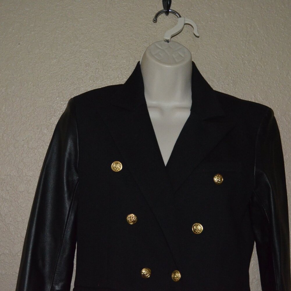 NWOT $447 Sz XS Generation Love Enzo Black Leather Sleeve Blazer - Picture 3 of 7